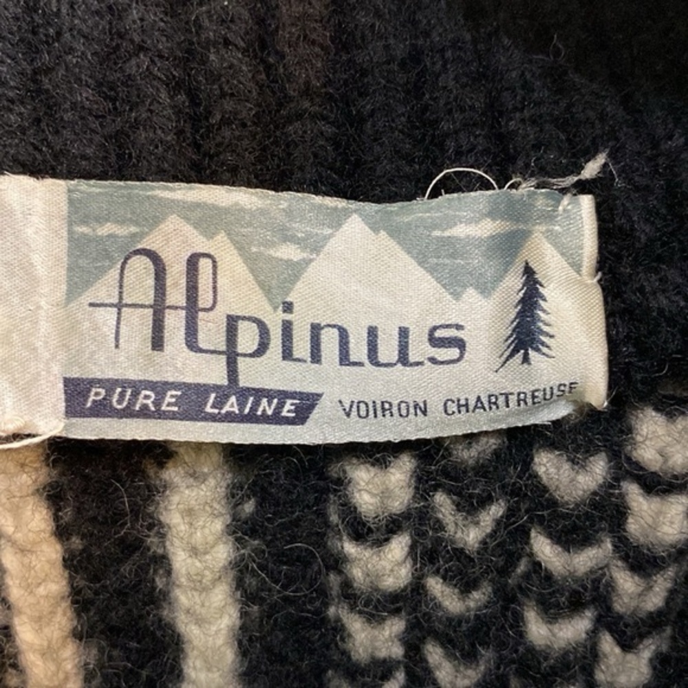 Alpinus Fishermans Pure Wool Black and Cream Cowl Neck Sweater Womens Size L - Picture 2 of 7